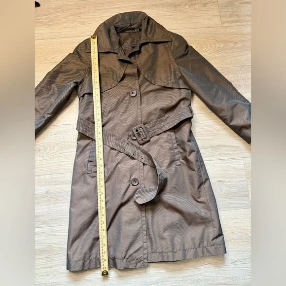 Via Spiga Brown Zebra Jacquard Trench Coat XS Belted Lightweight - Picture 13 of 13